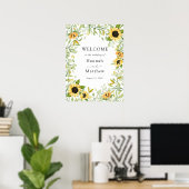 Begrüßungszeichen für Sonnenblumen Poster (Heimbüro)