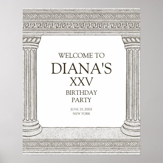 Begrüßungszeichen für toga-Party mit Steinsäulen Poster (Vorne)