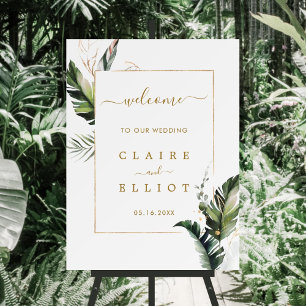 Begrüßungszeichen für tropische Foliage Gold Poster