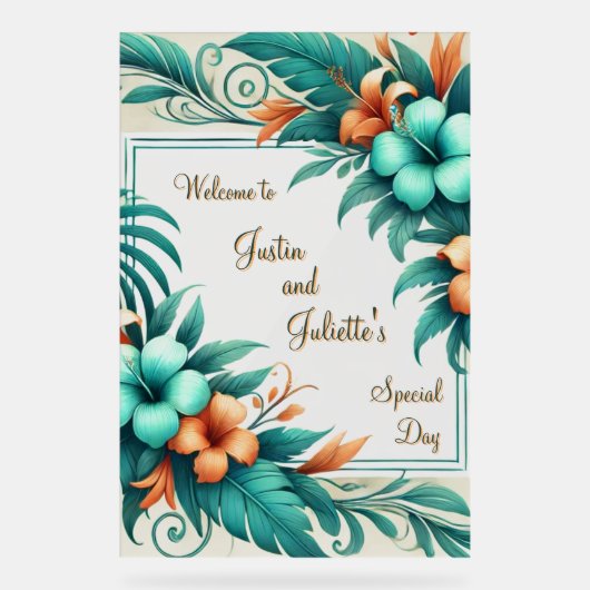 Begrüßungszeichen für tropische Iridescence Acrylschild (Vorderseite)