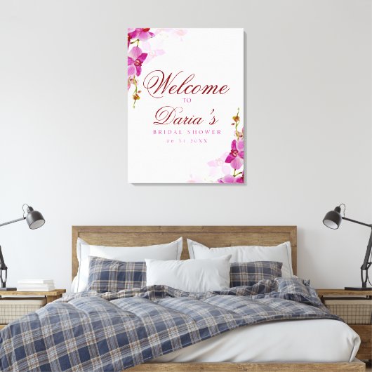 Begrüßungszeichen für tropische Orchideen Leinwanddruck (Insitu (Schlafzimmer))