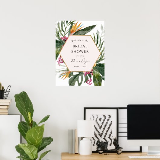 Begrüßungszeichen für tropisches Brautparty Poster (Heimbüro)