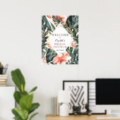 Begrüßungszeichen für tropisches Floralgold Poster (Heimbüro)