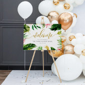 Begrüßungszeichen für tropisches Leaf und Blumen Poster