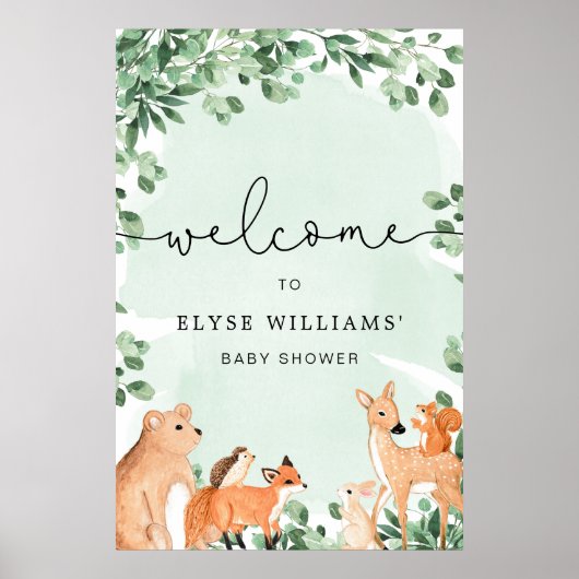 Begrüßungszeichen für Waldtiere Poster (Vorne)