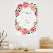 Begrüßungszeichen für Wasserfarben Boho Feathers ( Poster (Küche)