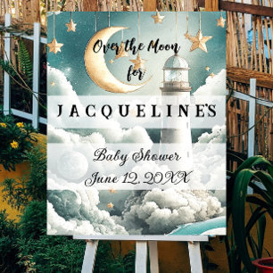 Begrüßungszeichen für Wasserfarbenmoon & Wolken Ba Poster