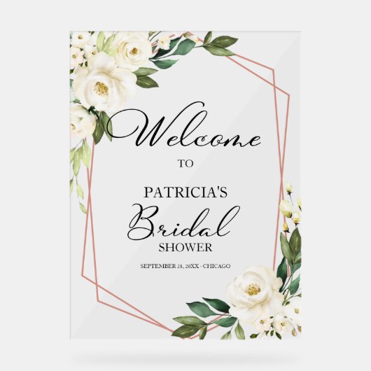 Begrüßungszeichen für weißes Brautparty Acrylschild (Vorderseite)