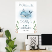 Begrüßungszeichen für Whale Baby Dusche Poster (Heimbüro)