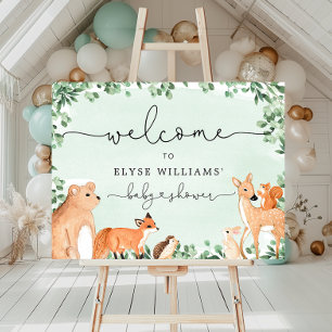 Begrüßungszeichen für Woodland Animals Green Baby  Poster
