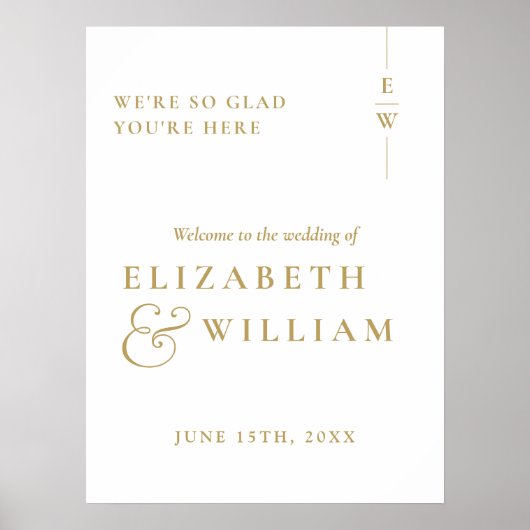 Begrüßungszeichen Gold Modernes Monogram Poster (Vorne)