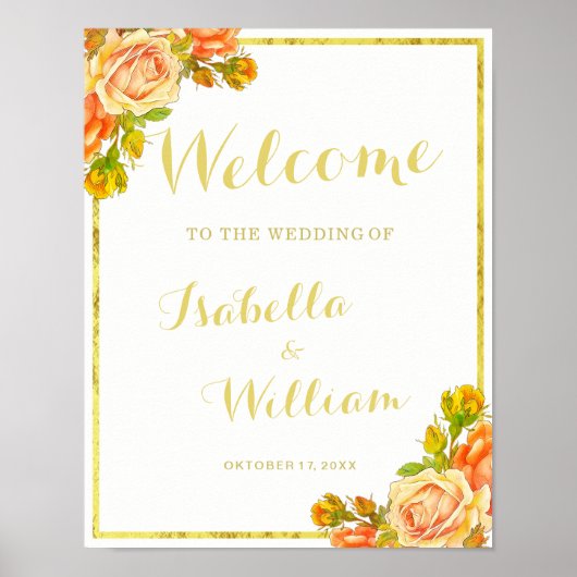 Begrüßungszeichen | Hochzeit der Rose Weißgold Poster (Vorne)