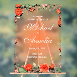 Begrüßungszeichen Italienisch Sunset orange Blüte Acrylschild