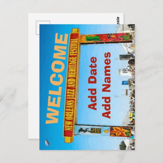 Begrüßungszeichen, Jazzmusik, Plakatunterschrift Postkarte (Vorne/Hinten)