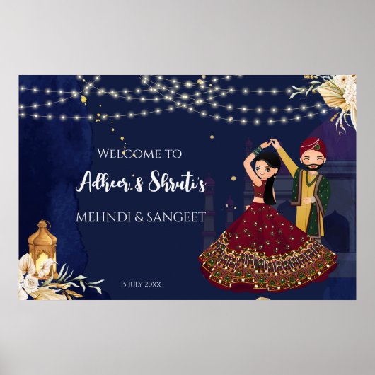 Begrüßungszeichen Mehndi und Sangeet Poster (Vorne)