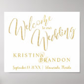 Begrüßungszeichen mit Champagner Gold Lettern Poster (Vorne)