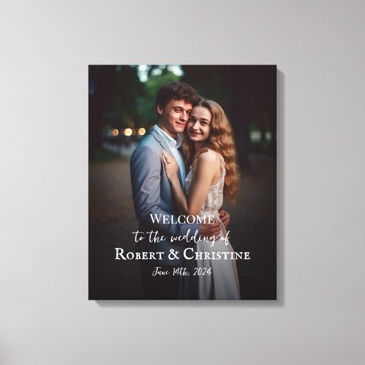 Begrüßungszeichen mit Foto auf Leinwand (Vorderseite)