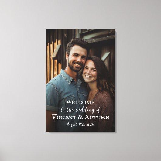 Begrüßungszeichen mit Foto auf Leinwand (Vorderseite)