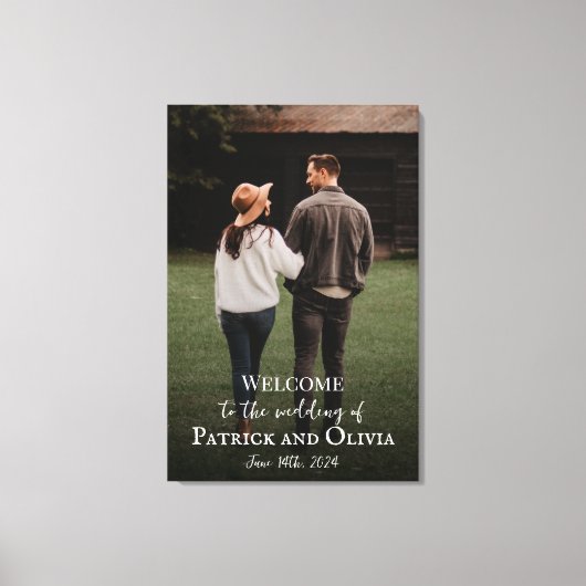 Begrüßungszeichen mit Foto auf Leinwand (Vorderseite)