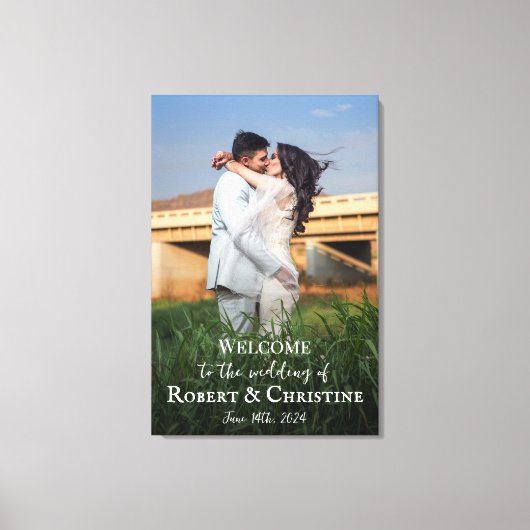 Begrüßungszeichen mit Foto auf Leinwand (Vorderseite)