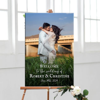 Begrüßungszeichen mit Foto auf Leinwand