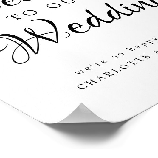 Begrüßungszeichen mit Lila und rosa Blume Poster (Ecke)