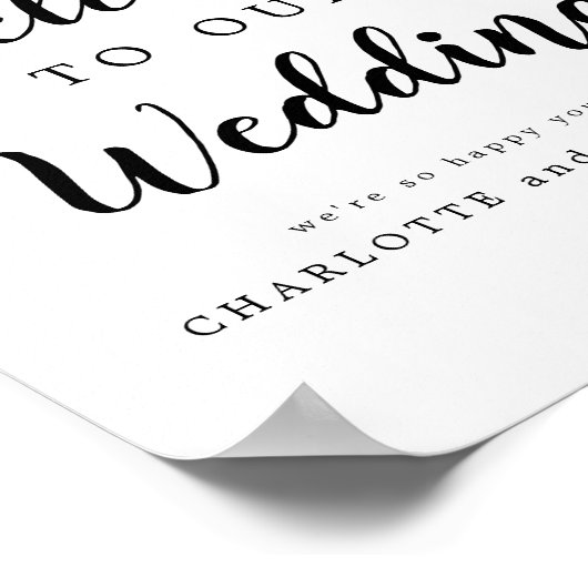 Begrüßungszeichen mit Lila und rosa Blume Poster (Ecke)