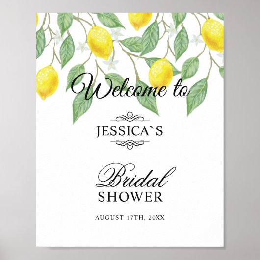 Begrüßungszeichen | Modern Boho Lemon Summer Weddi Poster (Vorne)