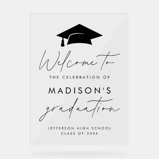 Begrüßungszeichen moderner Lässiger Script-Graduie Acrylschild (Vorderseite)