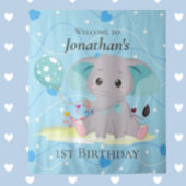 Begrüßungszeichen Niedlich Elephant Blue Backgroun Wandteppich