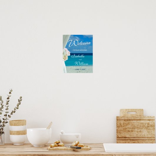 Begrüßungszeichen | Ocean Beach Summer Wedding Poster (Küche)