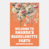 Begrüßungszeichen Orange Acrylic Floral Bacheloret Acrylschild (Vorderseite)