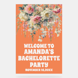 Begrüßungszeichen Orange Acrylic Floral Bacheloret Acrylschild