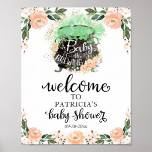 Begrüßungszeichen Peach Floral Halloween Baby Dusc Poster