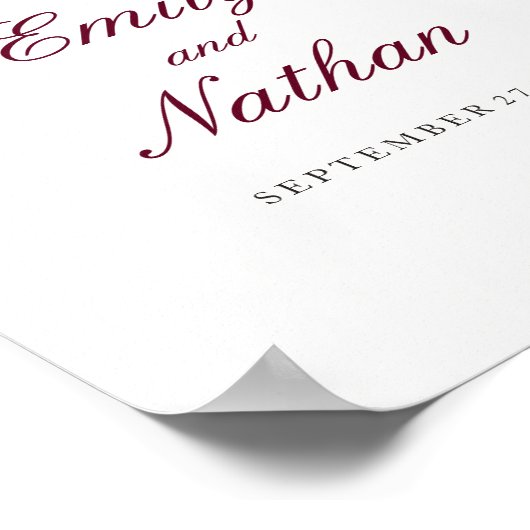 Begrüßungszeichen Red Burgundy Floral Poster (Ecke)