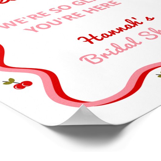 Begrüßungszeichen Retro Cherry Brautparty Poster (Ecke)