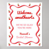 Begrüßungszeichen Retro Cherry Brautparty Poster (Vorne)