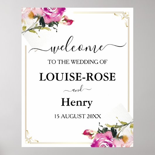 Begrüßungszeichen - Rosa Rose Gold Design Poster (Vorne)
