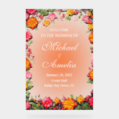 Begrüßungszeichen Rot-Gelb-Orange-Blüte Acrylschild (Vorderseite)