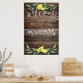 BEGRÜSSUNGSZEICHEN | Rustic Wood Lemon Wedding Pos Poster (Küche)