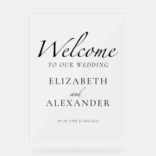 Begrüßungszeichen Schwarz/Weiß Acrylschild (Vorderseite)