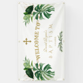 Begrüßungszeichen Tropical Foliage Gold Cross Bapt Banner (Vertikal)