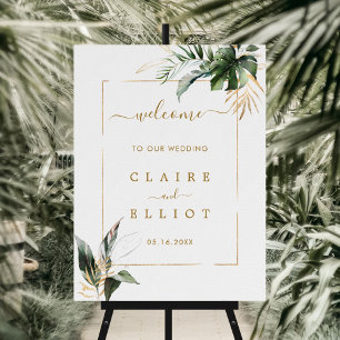 Begrüßungszeichen Tropical Foliage Gold & Green We Poster