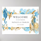 Begrüßungszeichen unter dem Sea Blue Gold Poster (Vorne)