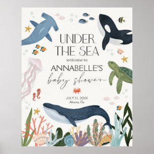 Begrüßungszeichen unter der Sea Baby Dusche Poster