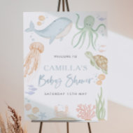 Begrüßungszeichen unter der Sea Baby Shower 18x24" Poster