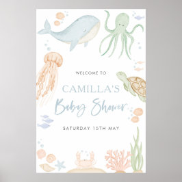 Begrüßungszeichen unter der Sea Baby Shower 24x36" Poster
