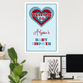 Begrüßungszeichen von Boy Valentine's Day Baby Sho Poster (Heimbüro)