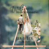 Begrüßungszeichen von Braut und Groom Floral Acrylschild (Neutral)