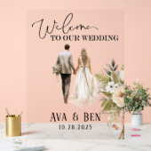 Begrüßungszeichen von Braut und Groom Floral Acrylschild (Hochzeit)